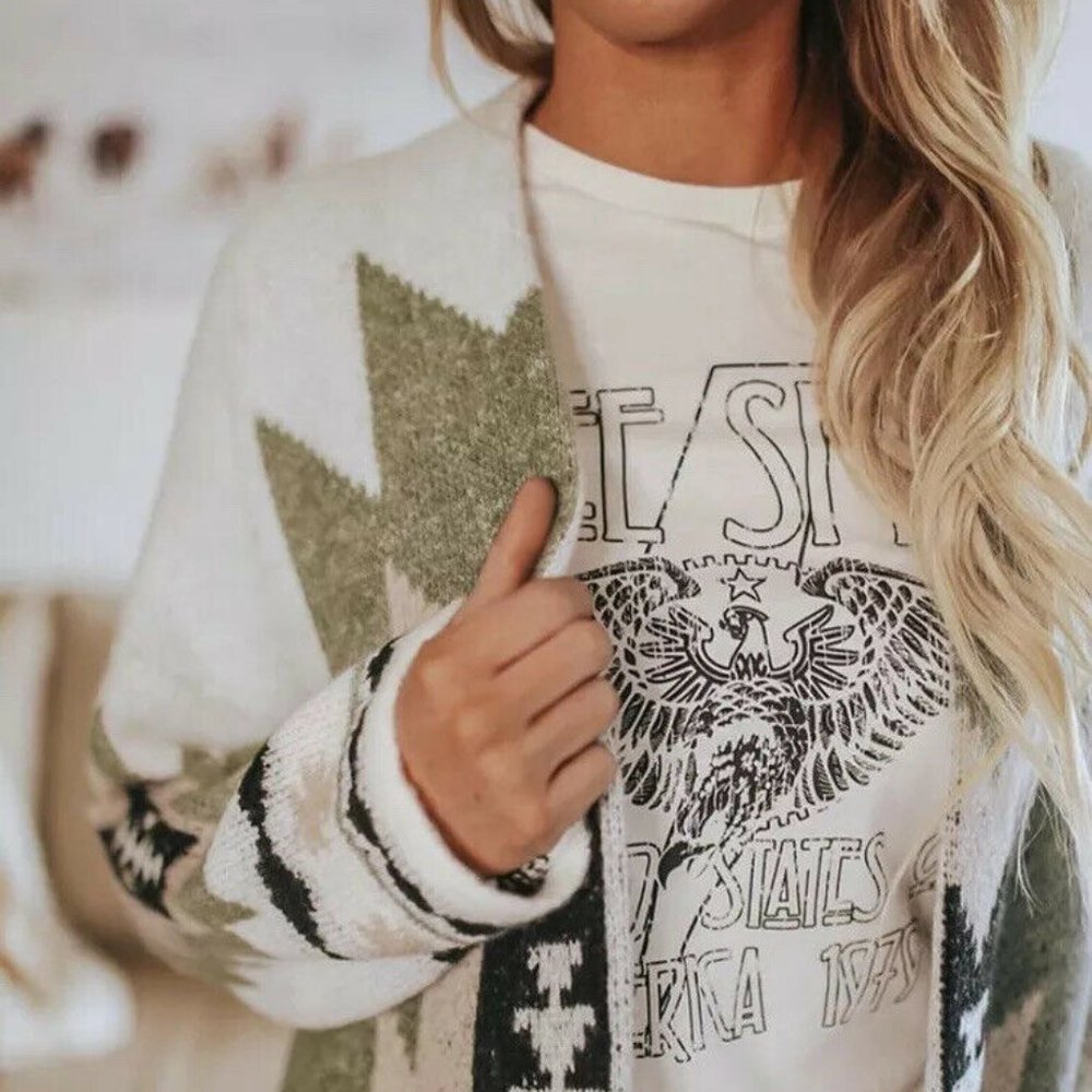 New Aztec Oversized Cardigan Sweater Coat - Picture 6 of 15